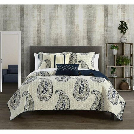 CHIC HOME Safra Quilt Set, Navy - Twin Size - 7 Piece BQS12081-BIBTR-US